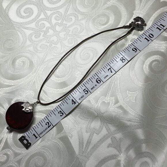 Elephant charm and pendant necklace with elephant toggle clasp on cord - Picture 7 of 7